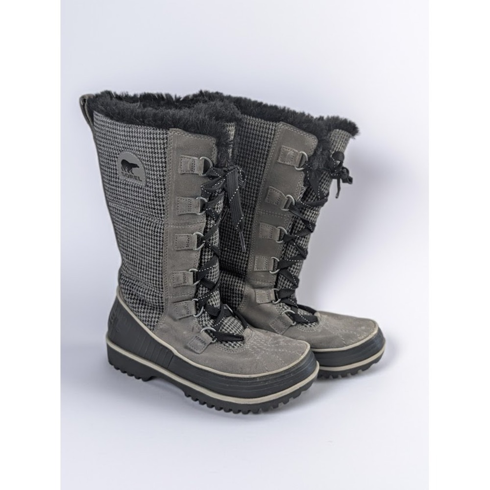 Sorel Tivoli II High Grey Houndstooth Waterproof Winter Boots Women's 7